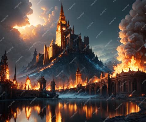 Premium AI Image | castle on fire