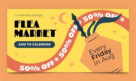 Free Vector | Flat flea market shopping horizontal banner template