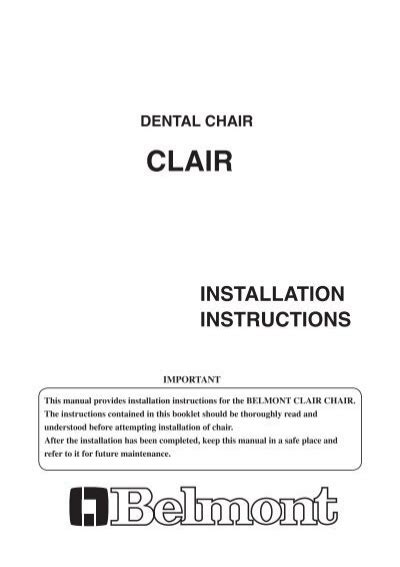 dental chair installation instructions - Takara-belmont.de