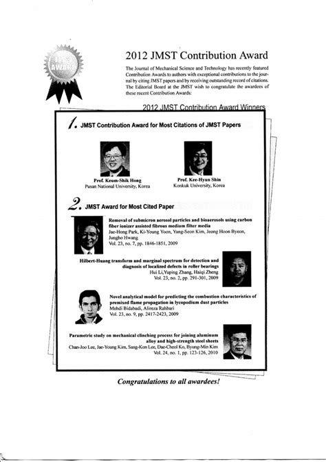 (PDF) Awards and achievements--2012 JMST Contribution Award