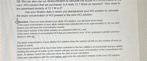 conc. HCl solution that we purchased. Is it really | Chegg.com