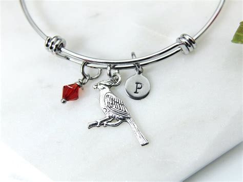 Silver Cardinal Charm Bracelet Cardinal Bird Charm Stainless - Etsy