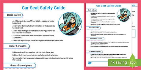 Car Seat Safety Information Guide (Teacher-Made) - Twinkl