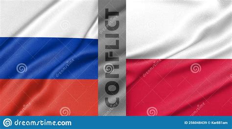 Conflict Russia and Poland, War between Russia Vs Poland, Fabric National Flag Russia and Flag ...