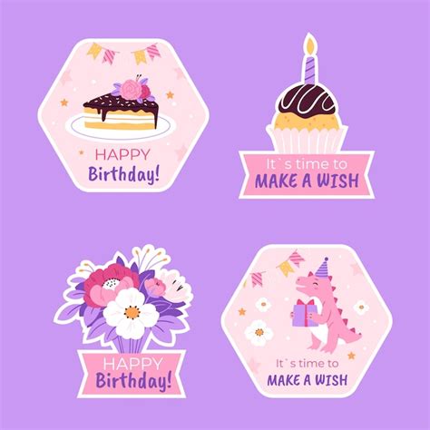 Free Vector | Birthday badges design template