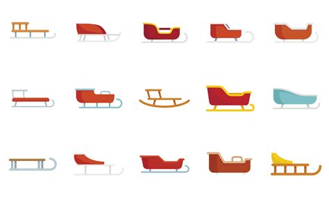 Sleigh icons set flat vector. Santa claus sleigh 16816288 Vector Art at ...