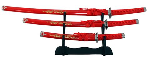 3 Pc Japanese Samurai Katana Sword Set Ninja-2205D