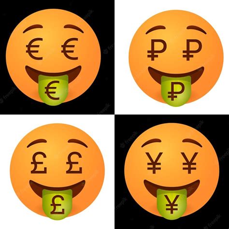 Premium Vector | Emoji faces with currencies and money in the eyes