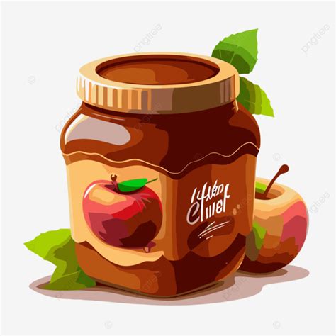 Apple Butter, Sticker Clipart Apple Hazelnut Spread Illustration Vector ...