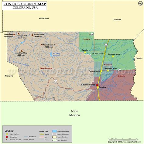 Conejos County Map, Colorado | Map of Conejos County, CO | County map ...