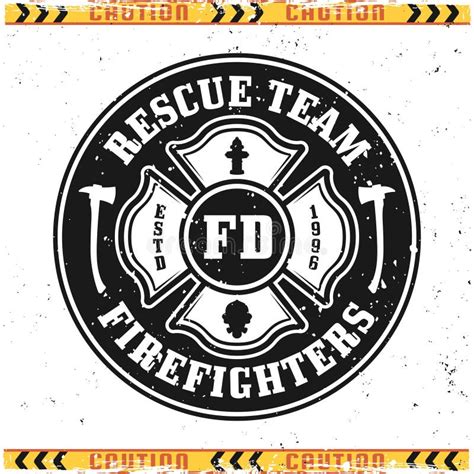 Firefighters Rescue Team Vector Round Emblem Stock Vector - Illustration of department, graphic ...