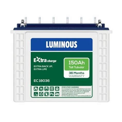 Luminous 150 Ah Tubular Battery, 12 V, Model Name/Number: Ec18036 at Rs ...