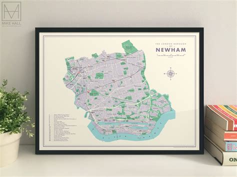 Newham (London borough) retro map giclee print – Mike Hall Maps ...