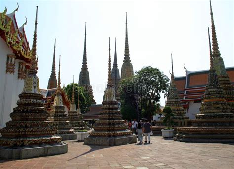 07 February 2019, Bangkok, Thailand, Wat Pho Temple Complex. Buddhist Stupas and Architectural ...