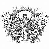 Biblical Angel Messenger Coloring Page · Creative Fabrica sketch template