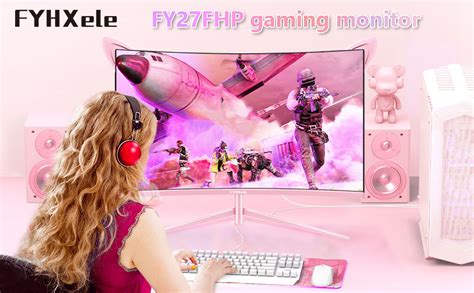 Amazon.com: FYHXele FY27FHP Pink Monitor 27 Inch Curved Gaming 165Hz - Support 144Hz 1800R 1ms ...