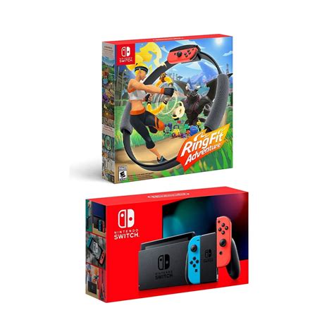 TEC Nintendo Switch Neon Red/Blue Joy-Con Console bundle with Ring Fit ...