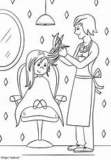 Hairdresser coloring page sketch template