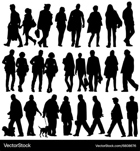 People silhouette walking Royalty Free Vector Image