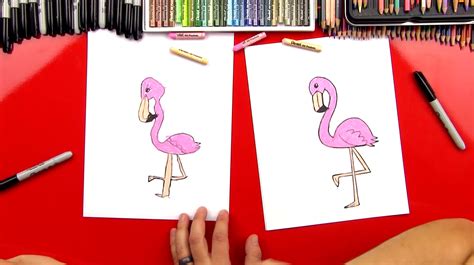 How To Draw A Cartoon Flamingo