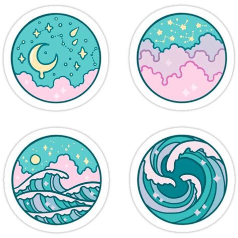 'wave circles' Sticker by freshbobatae in 2020 | Sticker art, Aesthetic ...