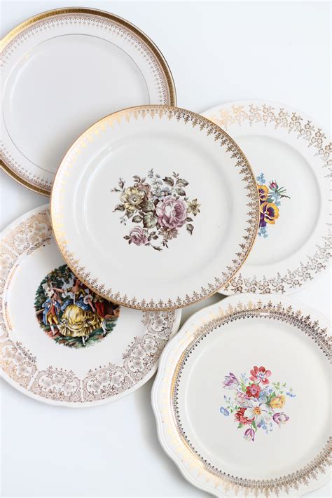 Vintage China Plates – White & Gold