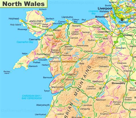 Map of North Wales - Ontheworldmap.com