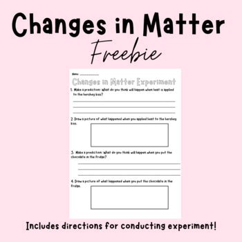 Changes in Matter Experiment Freebie by Elementary STEM with Em | TpT