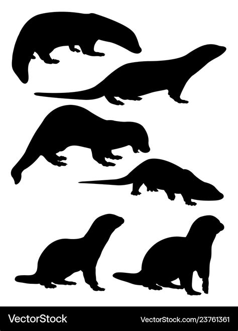 Otter animal mammal silhouette Royalty Free Vector Image