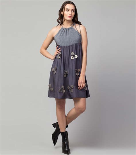 Slate grey a line dress – Tifara