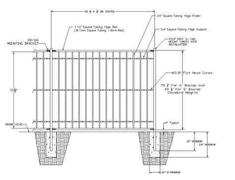 Fence section plan layout file - Cadbull