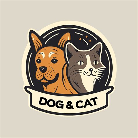 Cat and Dog characters logo mascot cartoon styled vector illustration ...