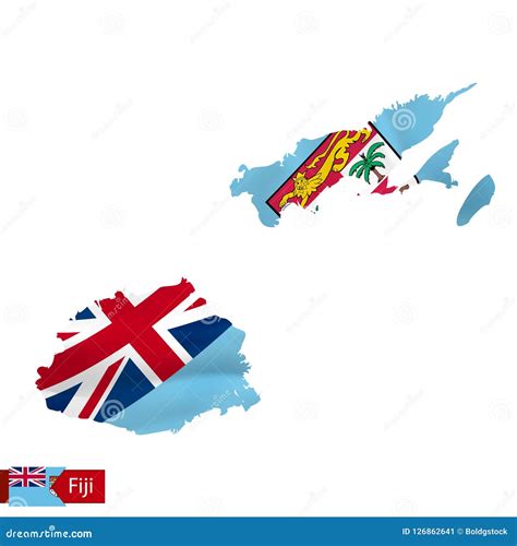 Fiji Map with Waving Flag of Country. Stock Vector - Illustration of symbol, island: 126862641