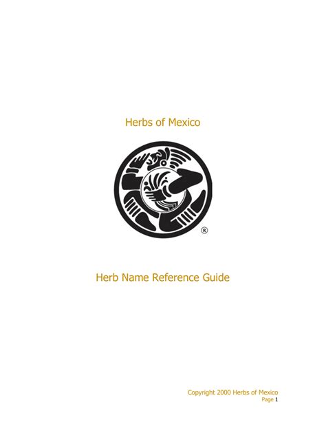 Herbs of Mexico Herb Name Reference Guide