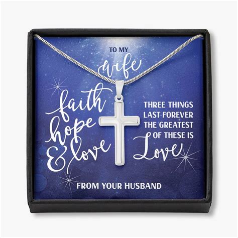 Faith, Hope & Love Cross Necklace for My Wife – Teepoem Ltd