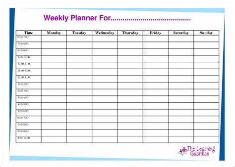 Microsoft Weekly Planner Template Printable - Free Printable Worksheet