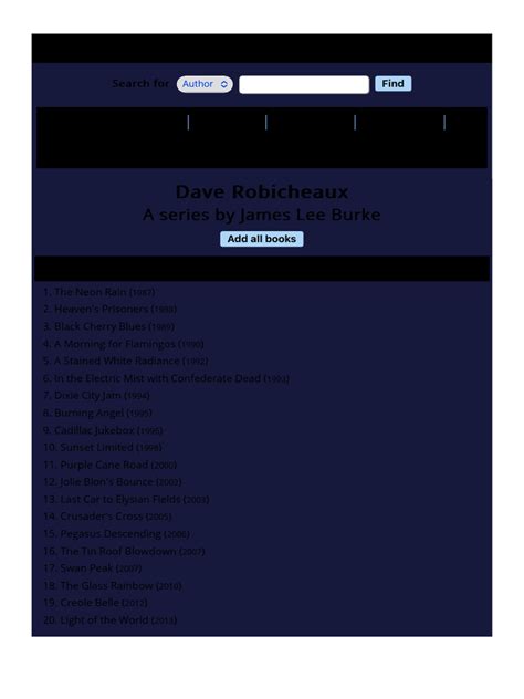 James Lee Burke's Dave Robicheaux Books in Order | PDF