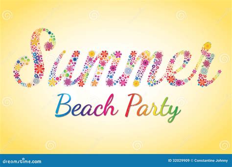 Summer Beach Party Vector Flower Typography Stock Image - Image: 32029909