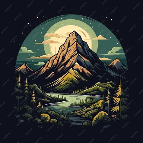 Premium Vector | Landscape vector illustration of mountain hill