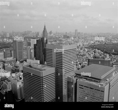 Black and White View of Tokyo from the Tokyo Tower Tokyo Japan Stock ...