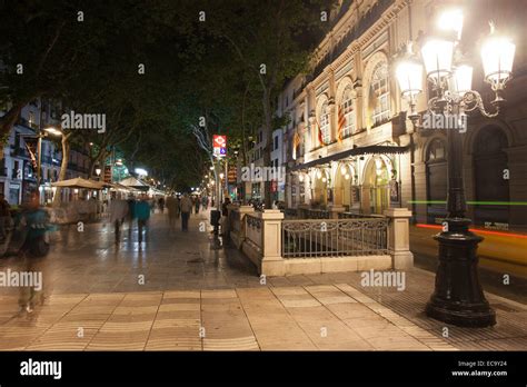 La Rambla at night in Barcelona, Catalonia, Spain Stock Photo - Alamy