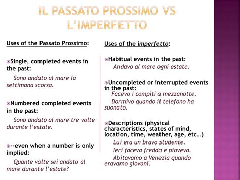 PPT - The passato prossimo vs. the imperfetto PowerPoint Presentation, free download - ID:5721122