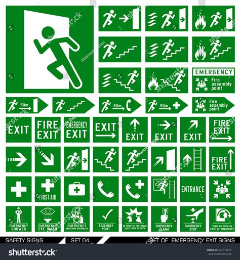 Set Safety Signs Exit Signs Set Stock Vector 297614675 - Shutterstock