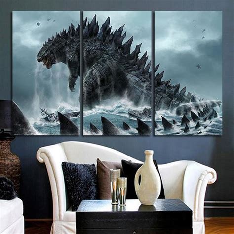 Godzilla King Of Monsters Movie 3 Pieces Canvas WAllArrt | Monster wall ...