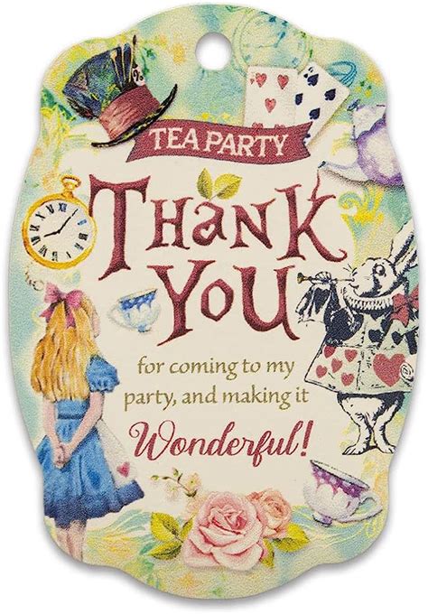 Summer-Ray 50pcs Alice in The Wonderland Theme Thank You Gift Tag Favour Tags : Amazon.co.uk ...