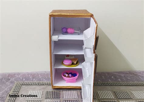 AMINA CREATIONS: DIY DOLL REFRIGERATOR/ MINI REFRIGERATOR FOR DOLL FROM CARDBOARD + VIDEO