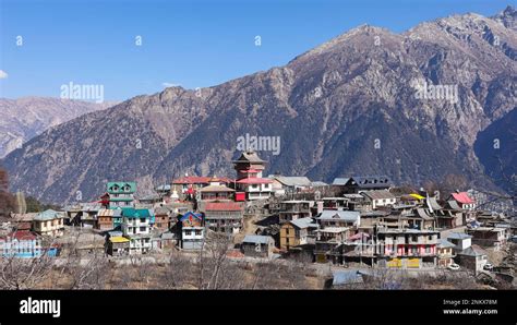 INDIA, HIMACHAL PRADESH, KINNAUR, December 2022, Villagers at Kalpa ...