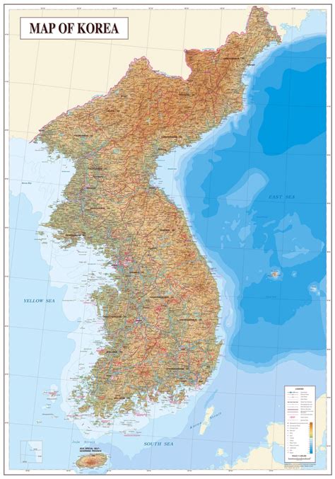 Large physical map of Korean Peninsula with all cities | South Korea | Asia | Mapsland | Maps of ...