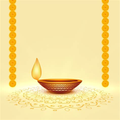 Free Vector | Realistic diwali festival diya background with text space