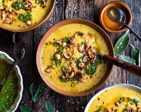 Roasted Pumpkin Soup with Hazelnut Sage Pesto - The Original Dish